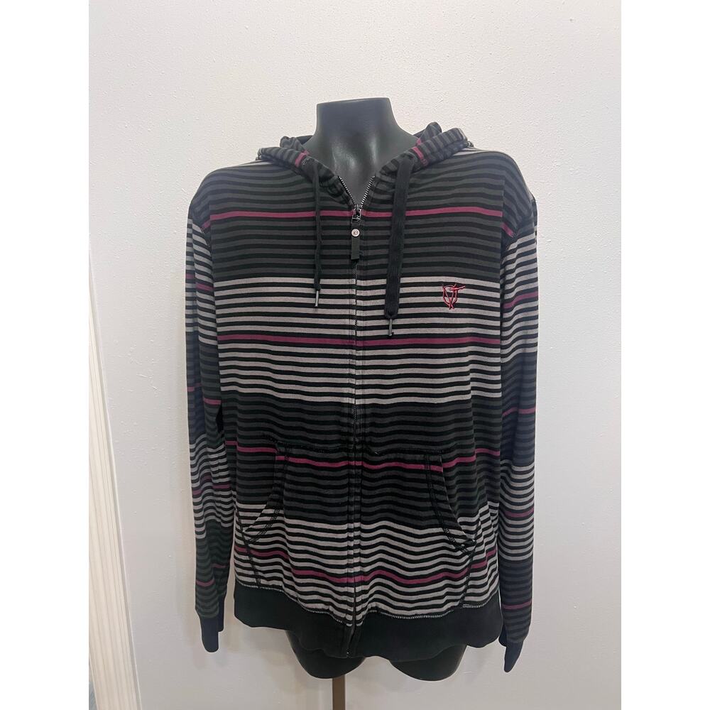 Vintage Vans Hoodie Men’s‎ M 
Bk/GyRd Striped Y2K Skater Streetwear Grunge Indie